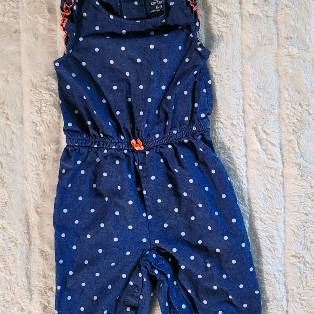 **SOLD**6/9M JEAN POLKA DOT JUMPSUIT
